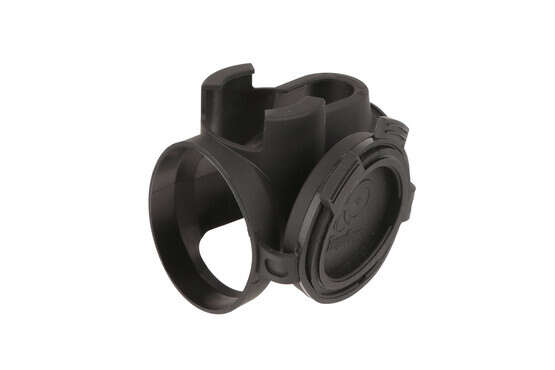 The Tango Down iO Trijicon MRO lens cover snap together to stay out of the way while shooting